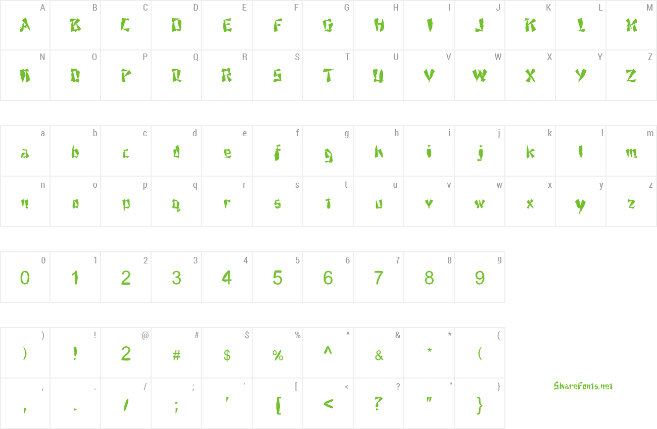 Font FZ UNIQUE 21 MANGLED preview