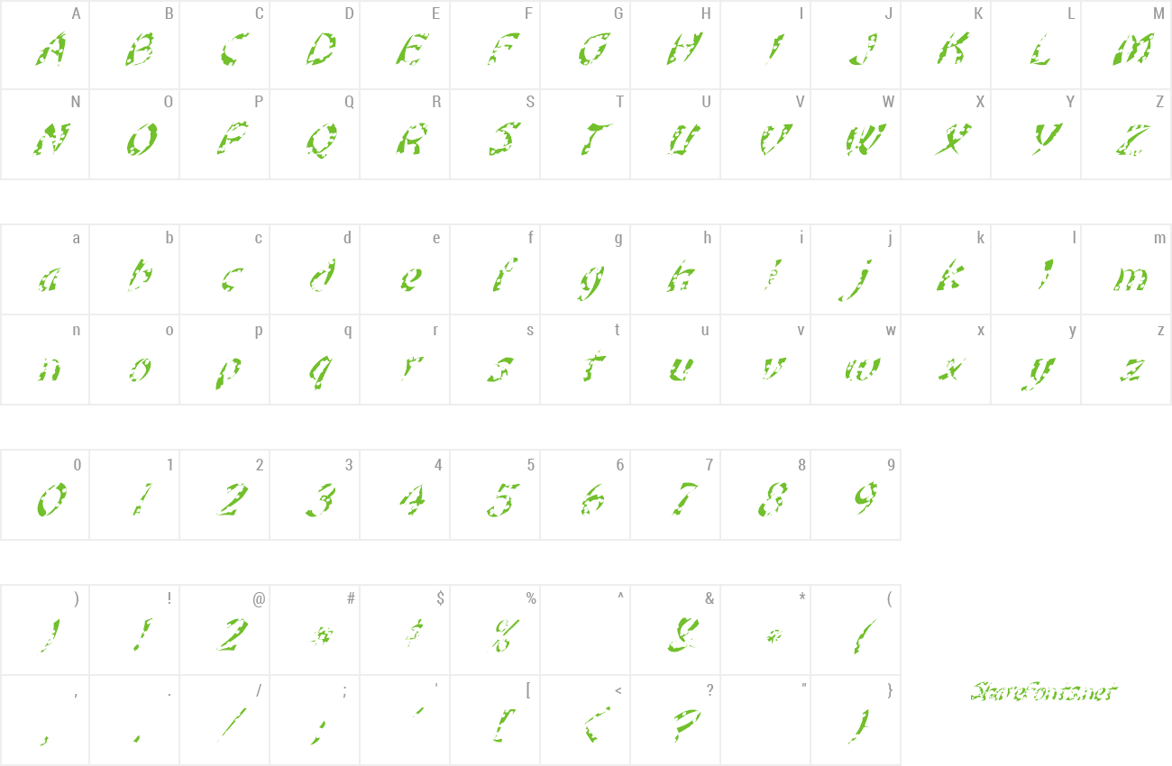 Font FZ UNIQUE 22 HOLEY ITALIC preview