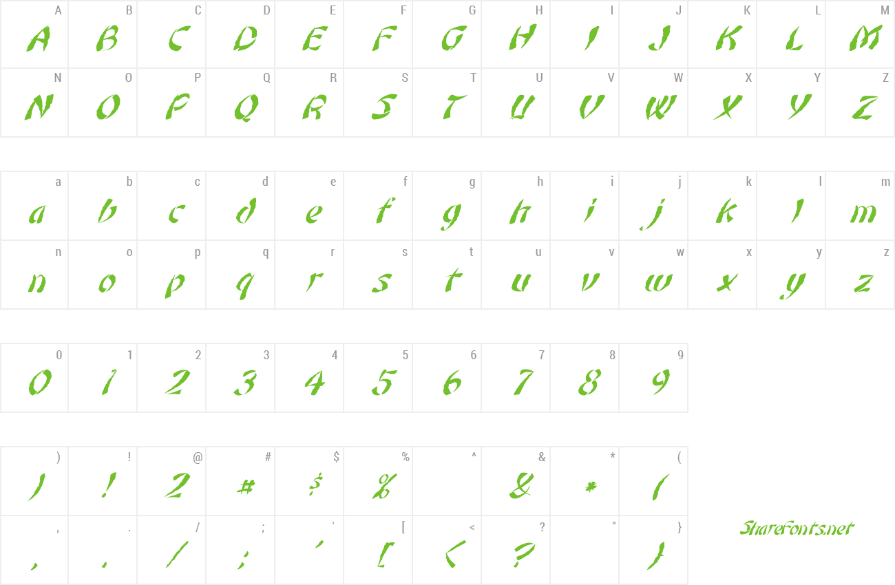 Font FZ UNIQUE 22 MANGLED ITALIC preview