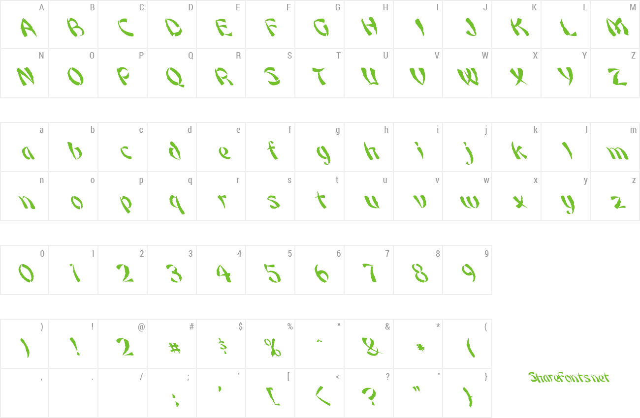 Font FZ UNIQUE 22 MANGLED LEFTY preview