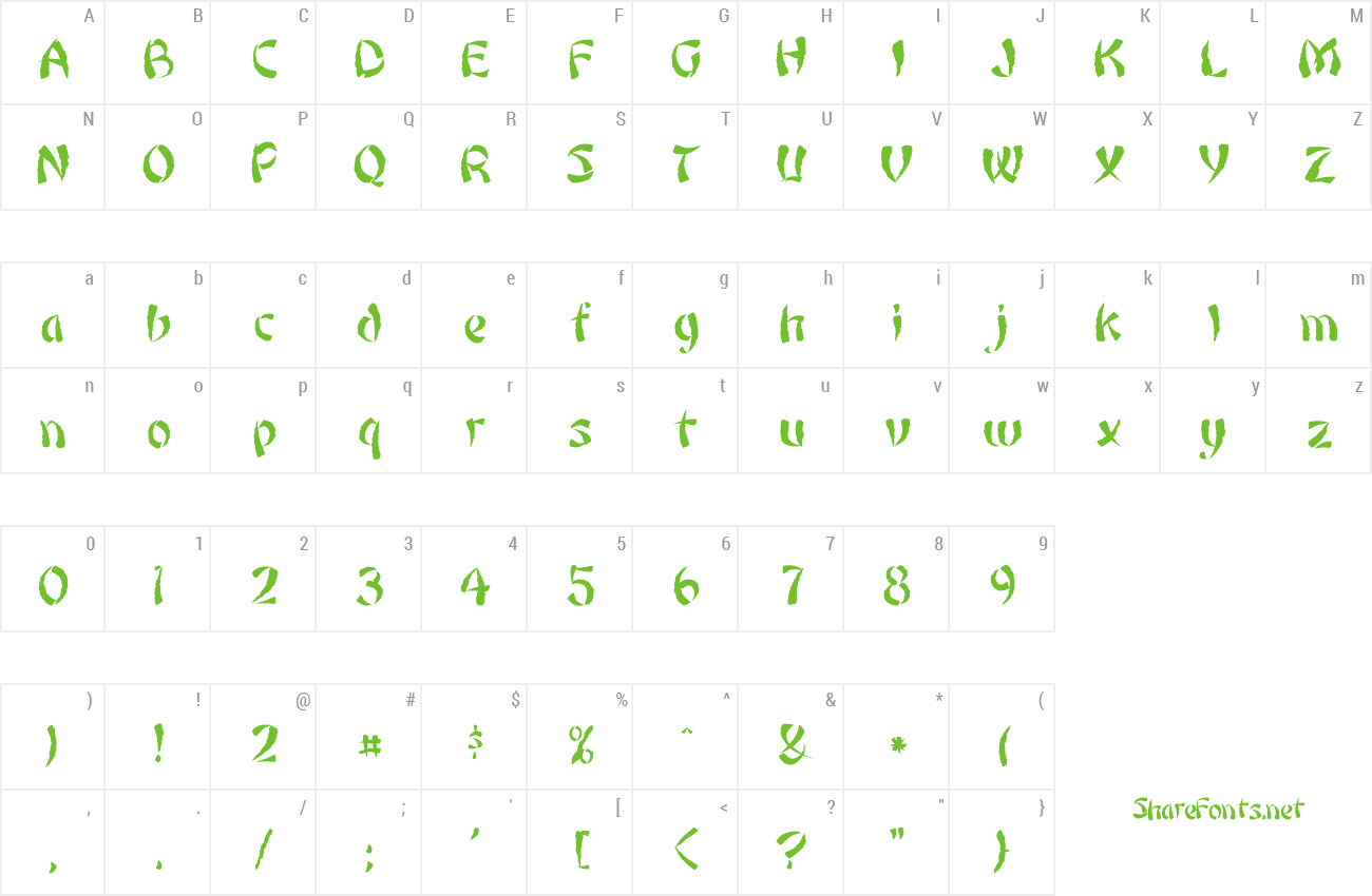 Font FZ UNIQUE 22 MANGLED preview