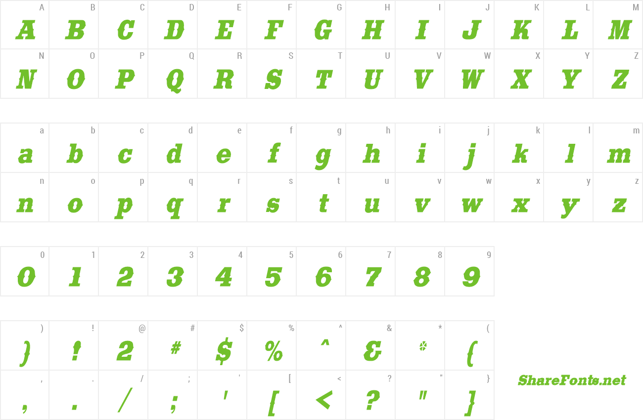 Font SaddlebagCondensed preview