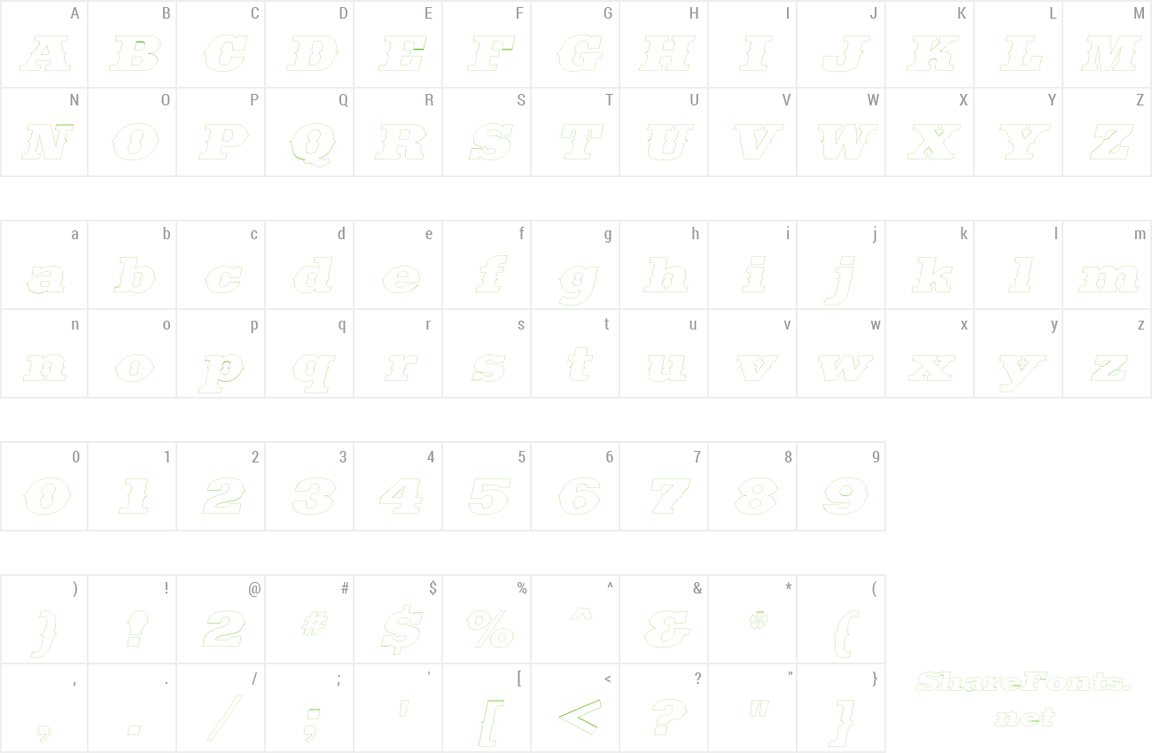 Font SaddlebagOutline preview