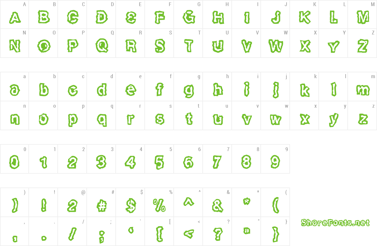 Font SlackhappyOutline preview