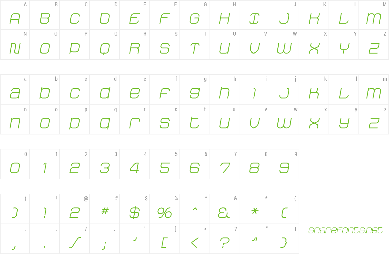 Font StakRegular Oblique preview