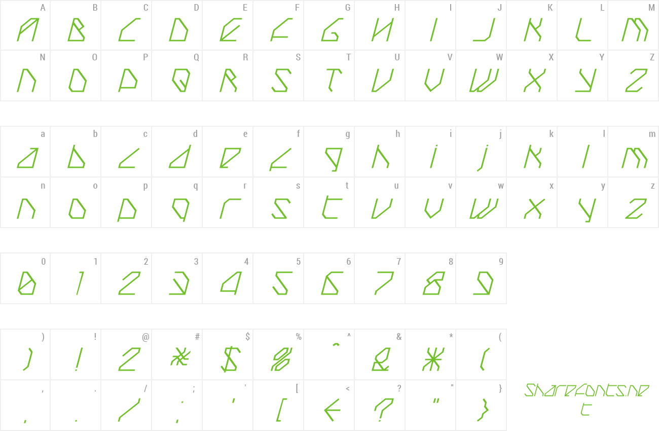 Font TechstepRegular Oblique preview