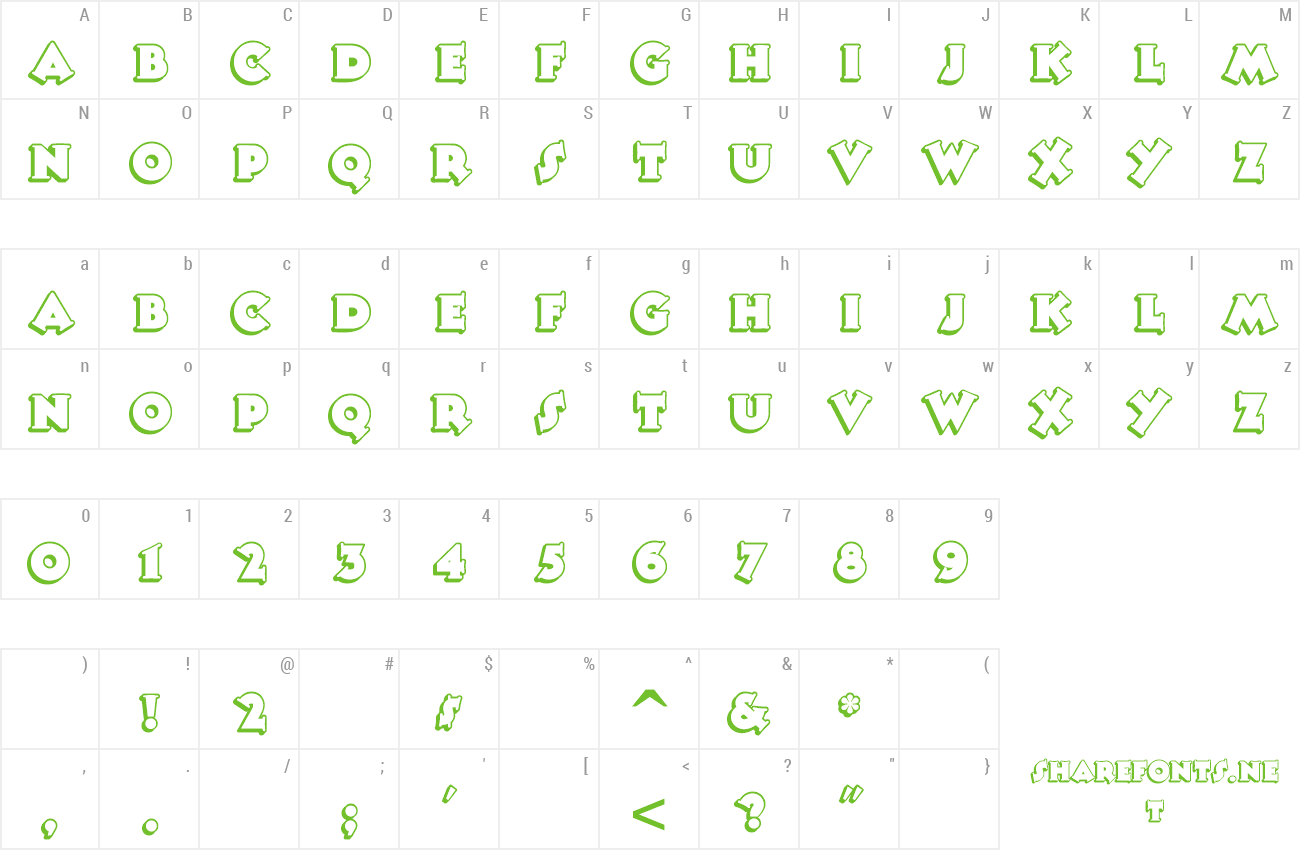 Font Tooney Noodle Outline preview