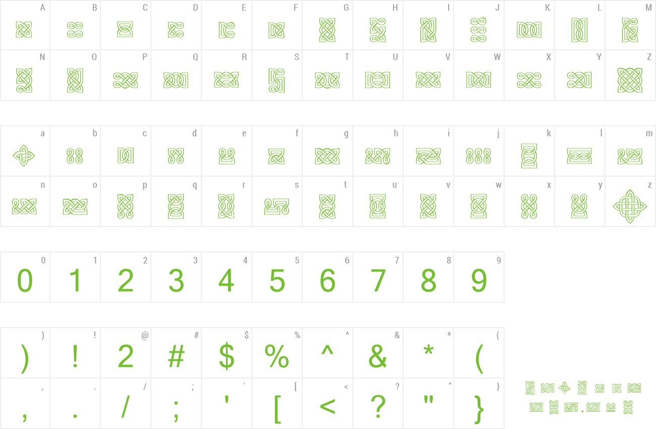 Font VTCeltia KnotsWhite preview