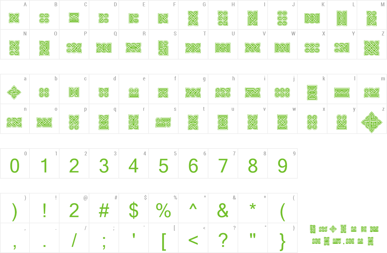 Font VTCelticKnots preview