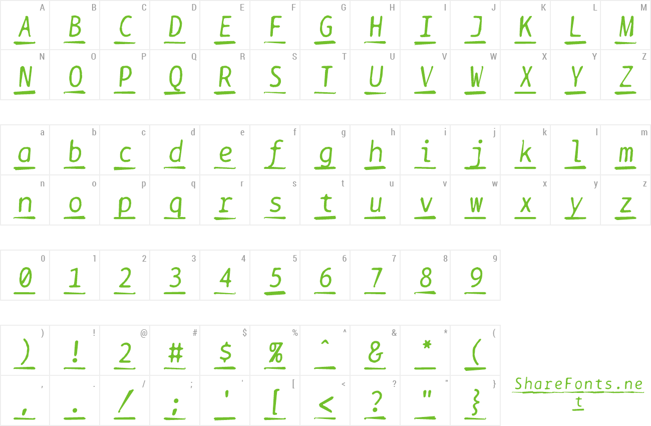 Font BPtypewriteDamagedUnderscored preview