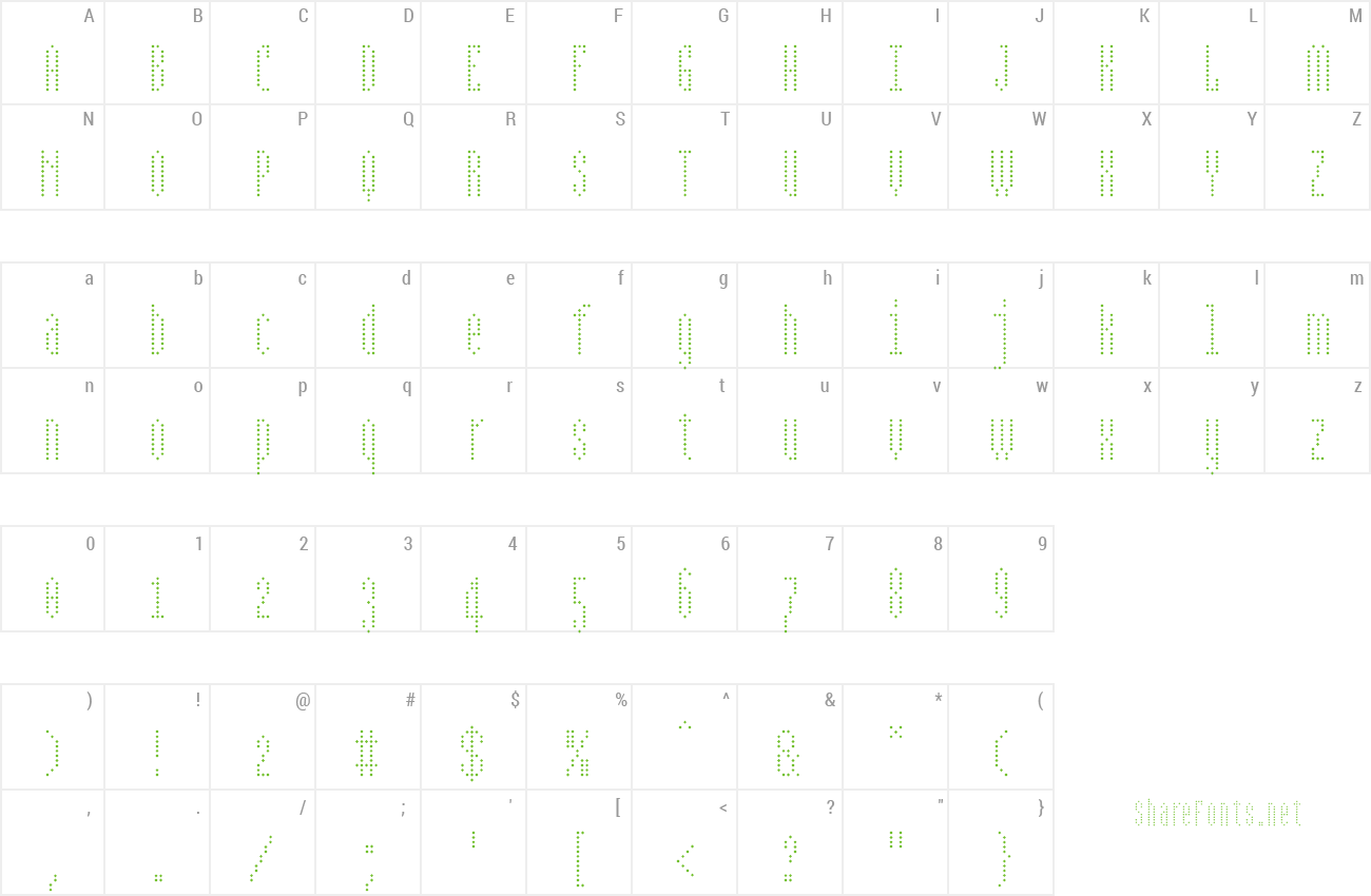Font BPdotsCondensedDiamond preview
