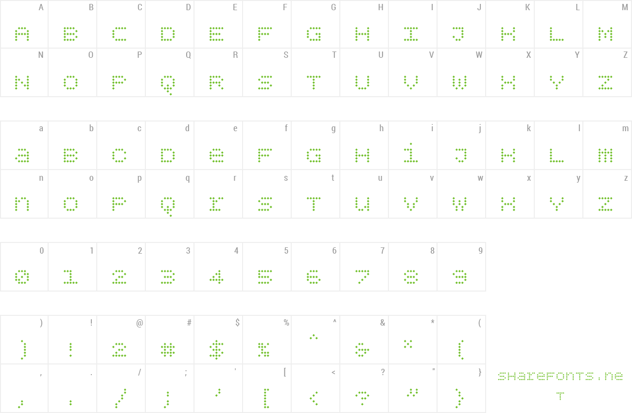 Font BPdotsUnicaseDiamond preview