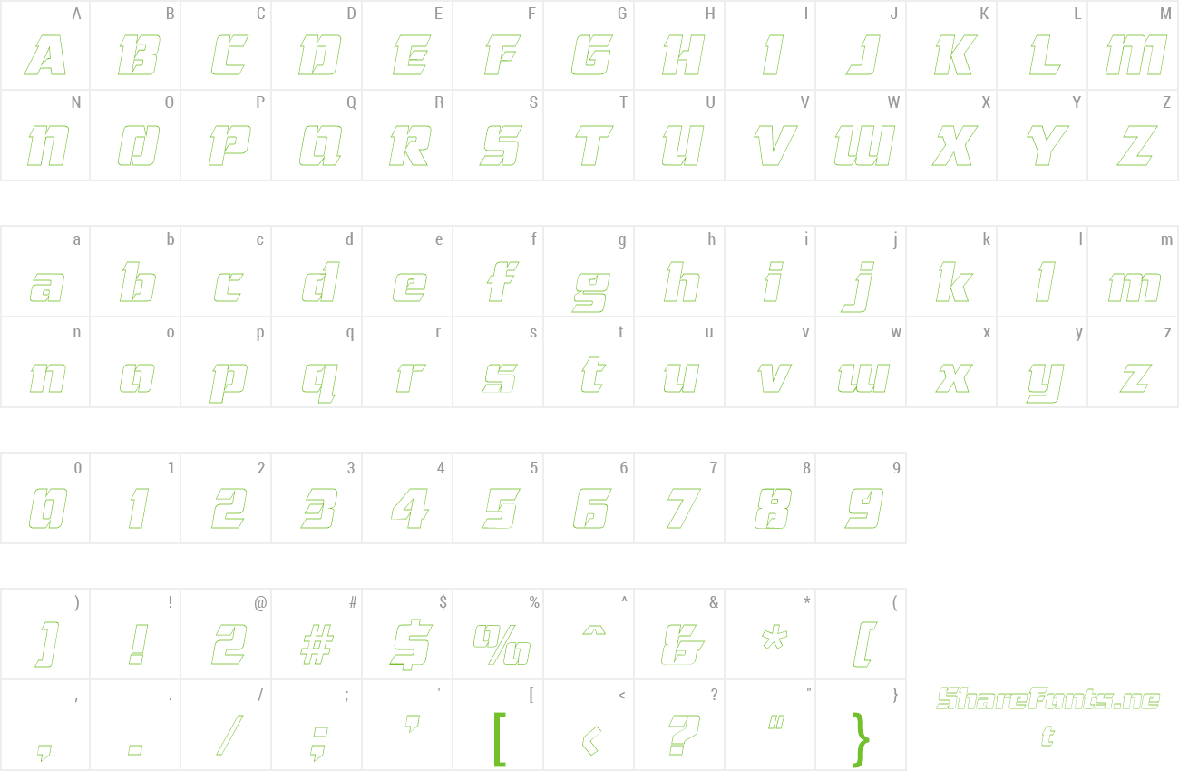 Font CorneredOutline preview