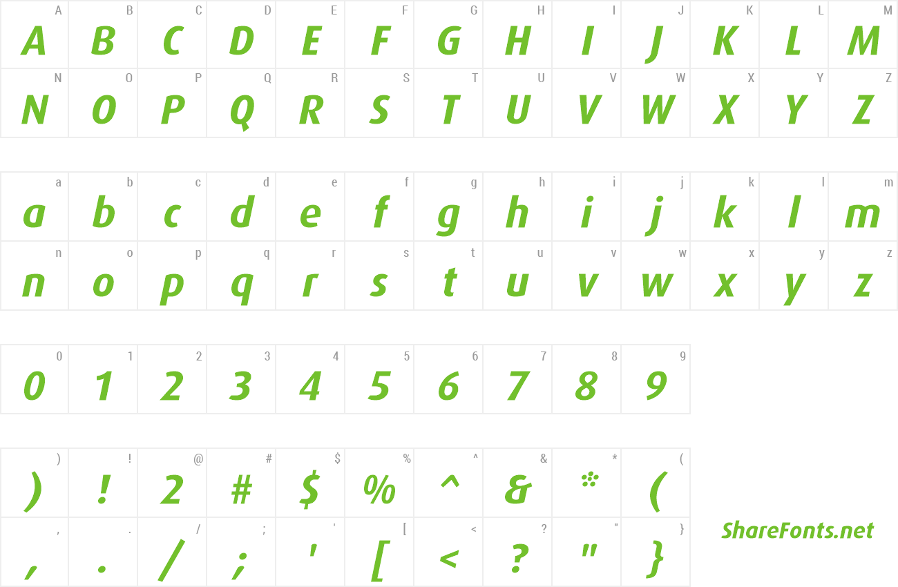 Font Dax-BoldItalic preview