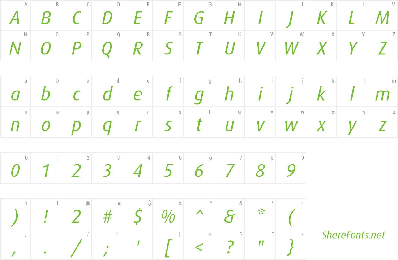 Font Dax-Italic preview