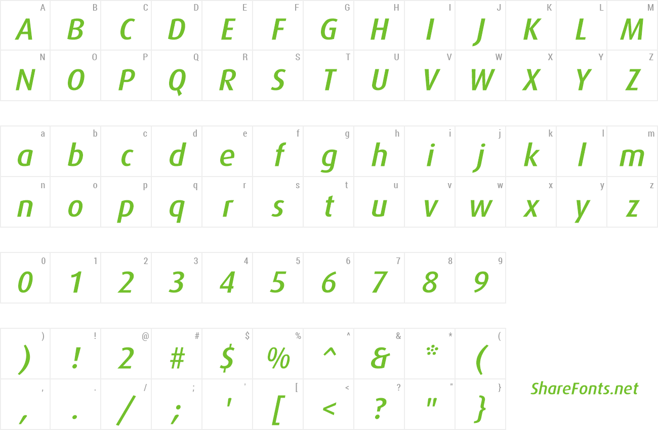 Font Dax-MediumItalic preview