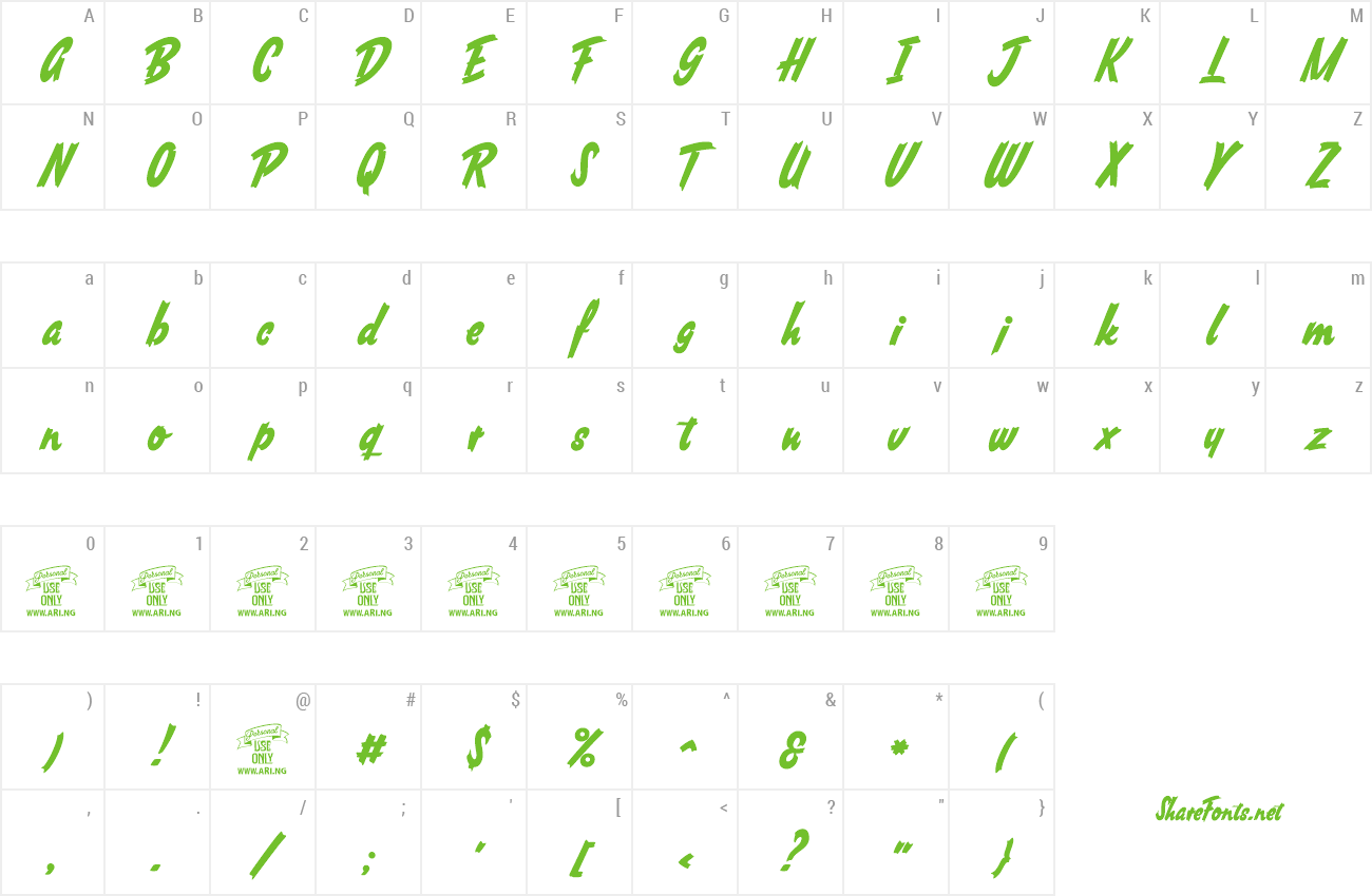 Font South African preview