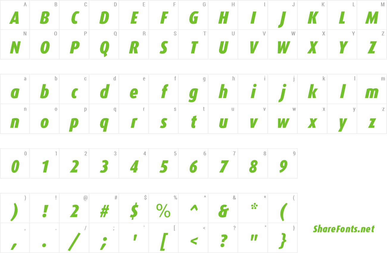 Font DaxCondensed-BlackItalic preview