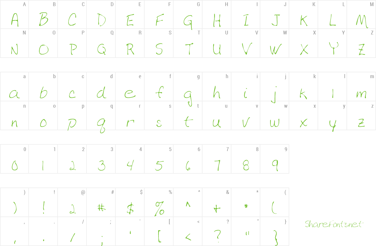 Font DebbiesHand preview