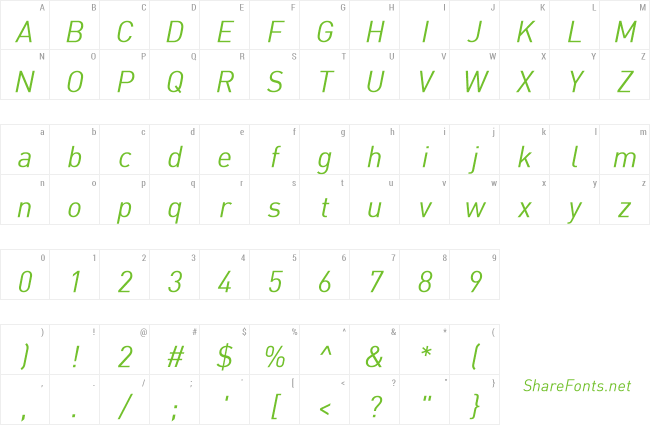 Font DIN-RegularItalic preview