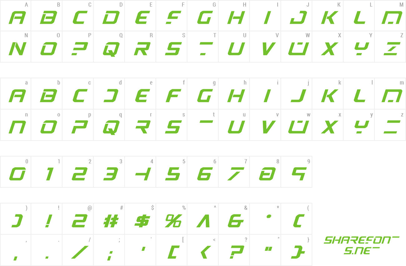 Font PsYonic VII Bold Expanded Italic preview