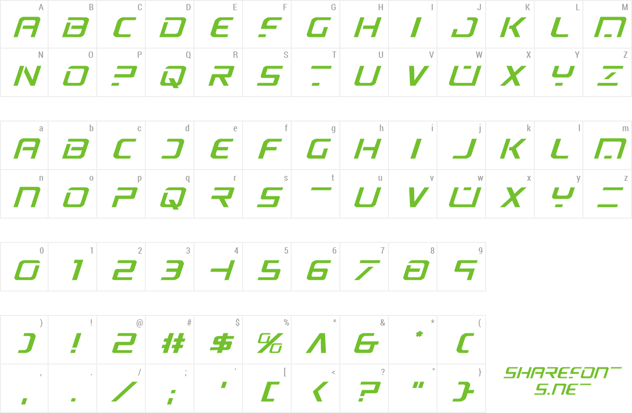 Font PsYonic VII Expanded Italic preview