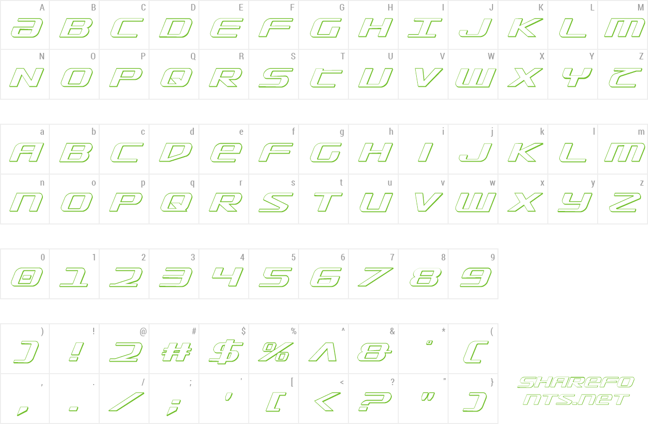 Font SDF 3D Italic preview