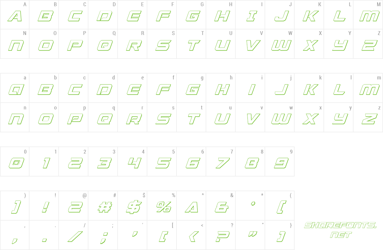 Font Starduster 3D Italic preview