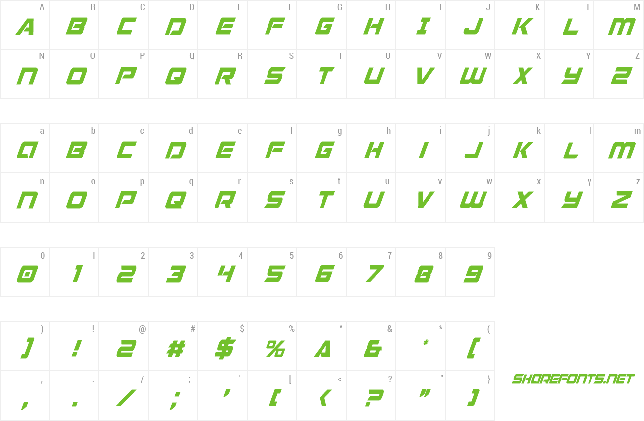 Font Starduster Condensed Italic preview