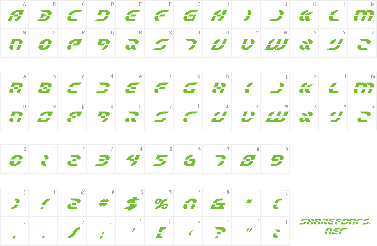 Font Starfighter Bold Italic preview