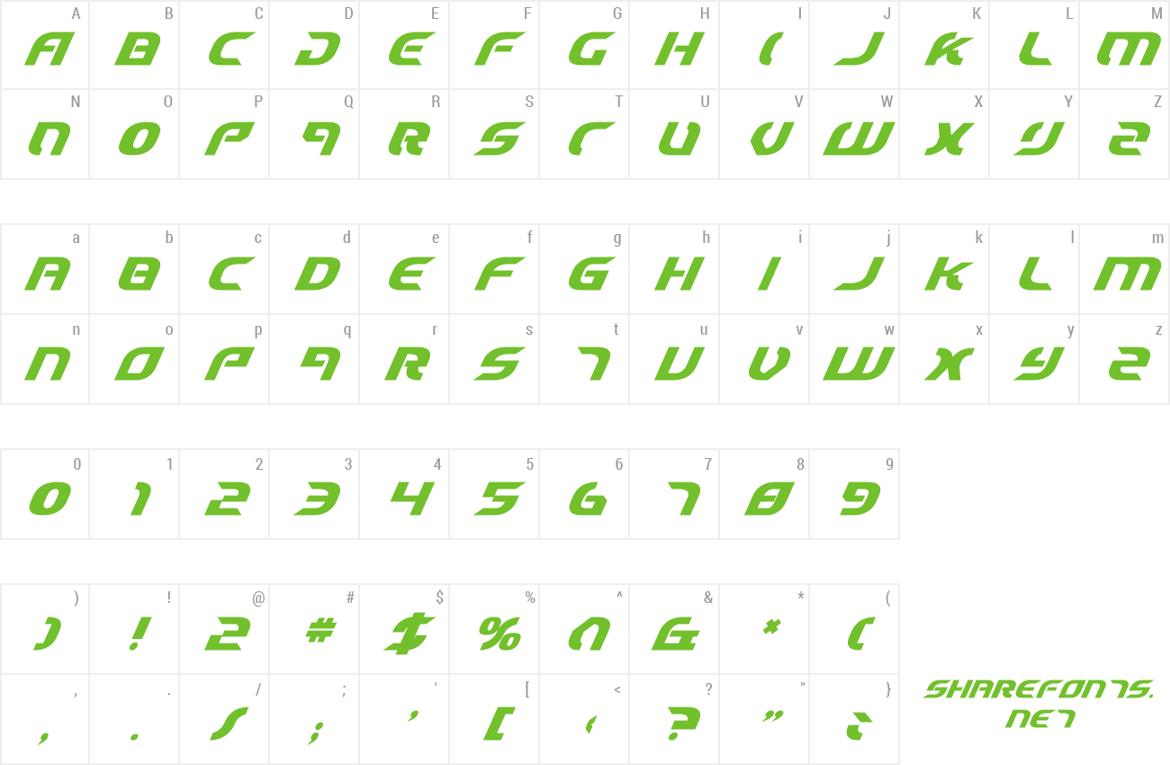 Font Starfighter Cadet Bold Italic preview