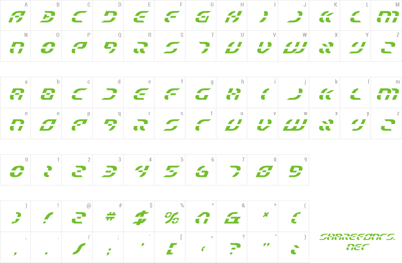 Font Starfighter Italic preview