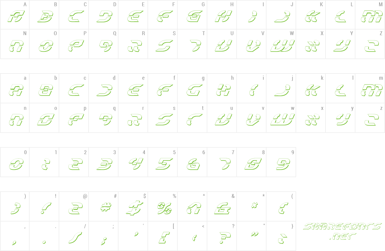 Font Starfighter Shadow Italic preview