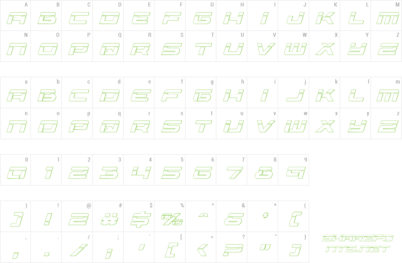 Font Vorpal 3D Italic preview