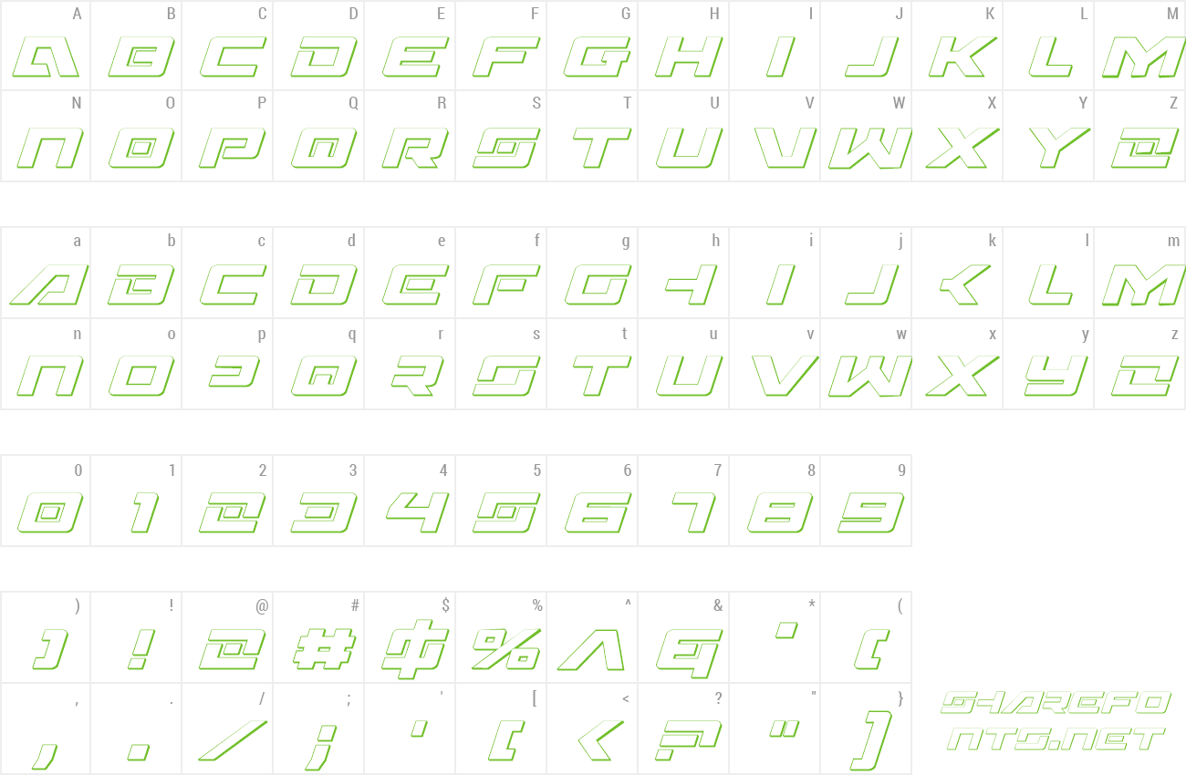 Font Wildcard 3D Italic preview