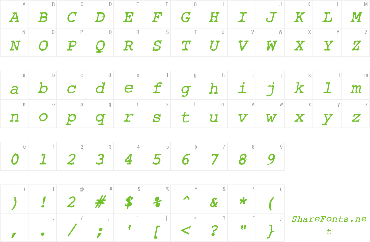 Font Rough_Typewriter preview