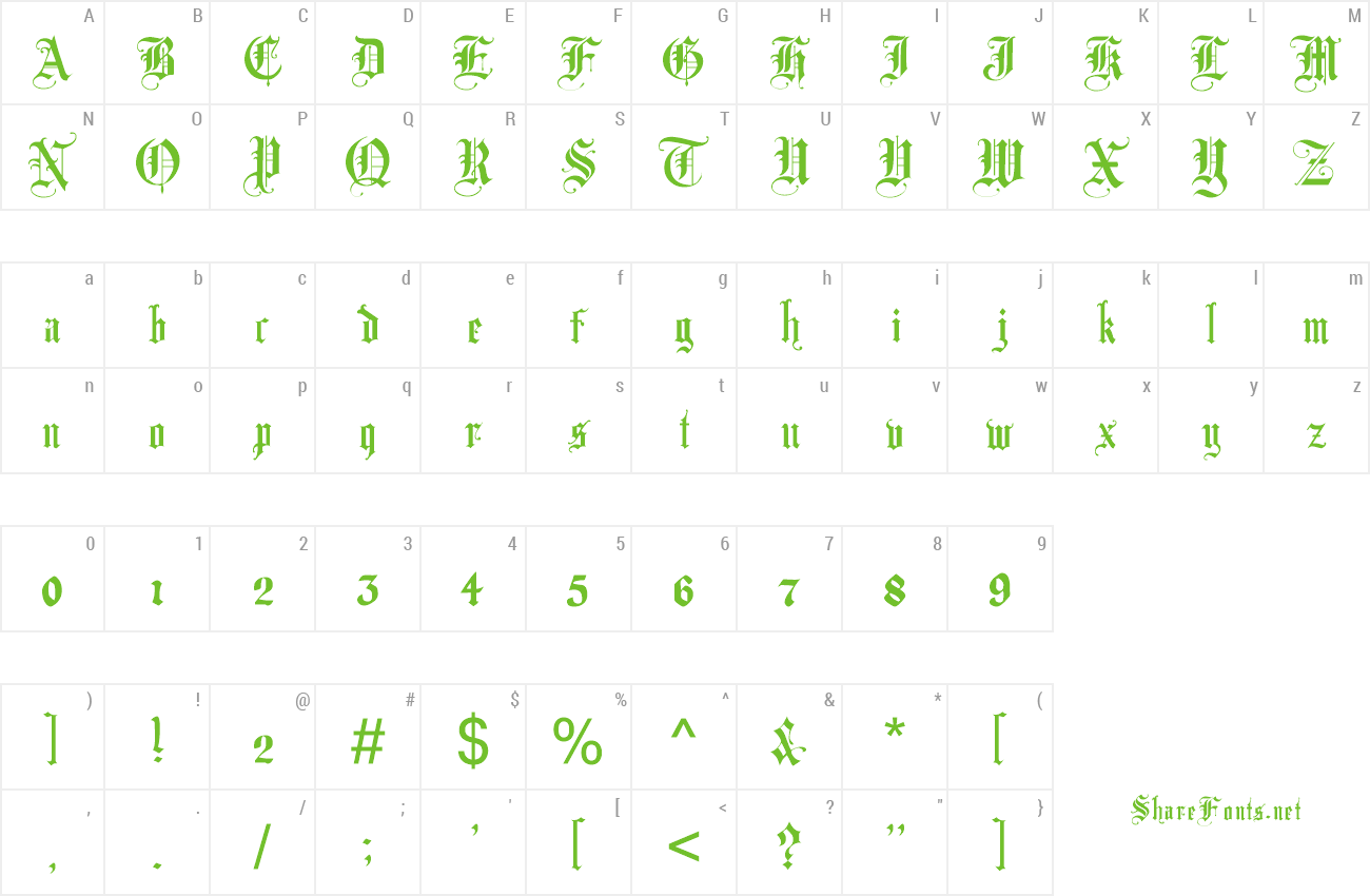 Font AutoREALM Blackletter preview