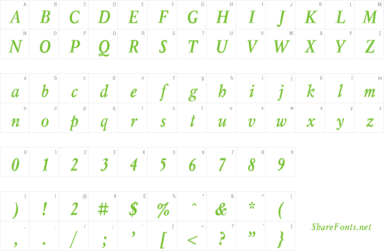 Font MyslNarrowC preview