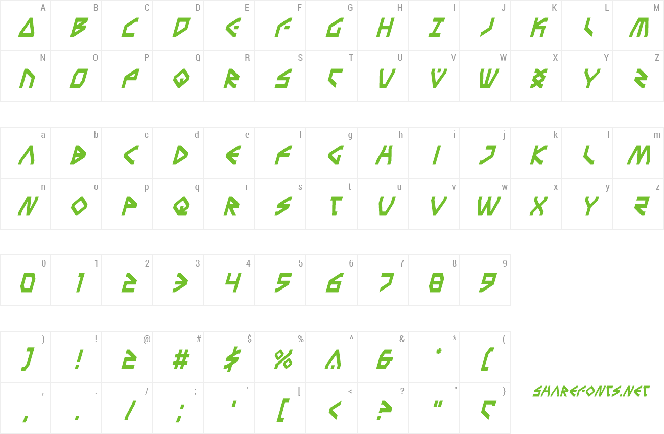 Font Terra Firma Condensed Italic preview