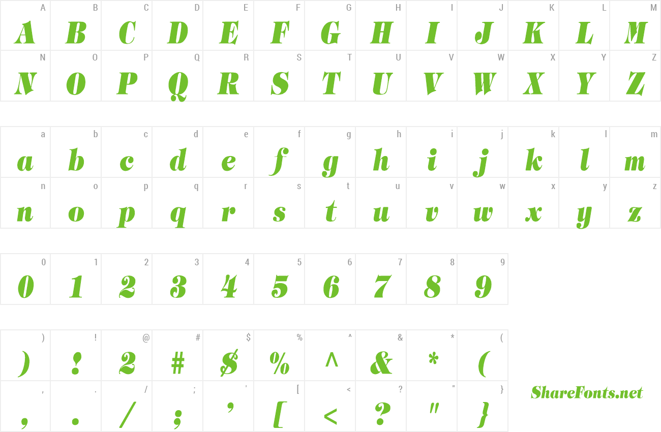 Font Timpani_Heavy-Italic Cn preview