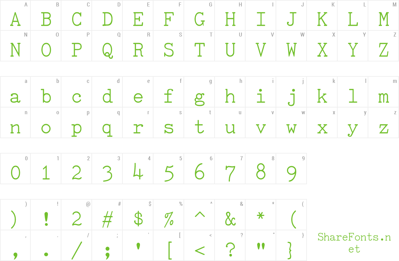 Font TiredOfCourier preview