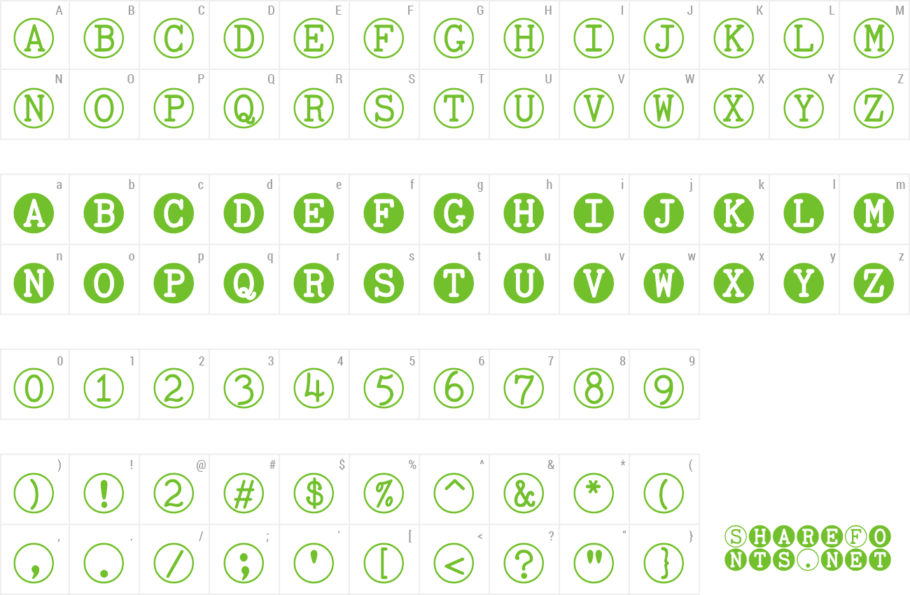 Font TOCinRings preview