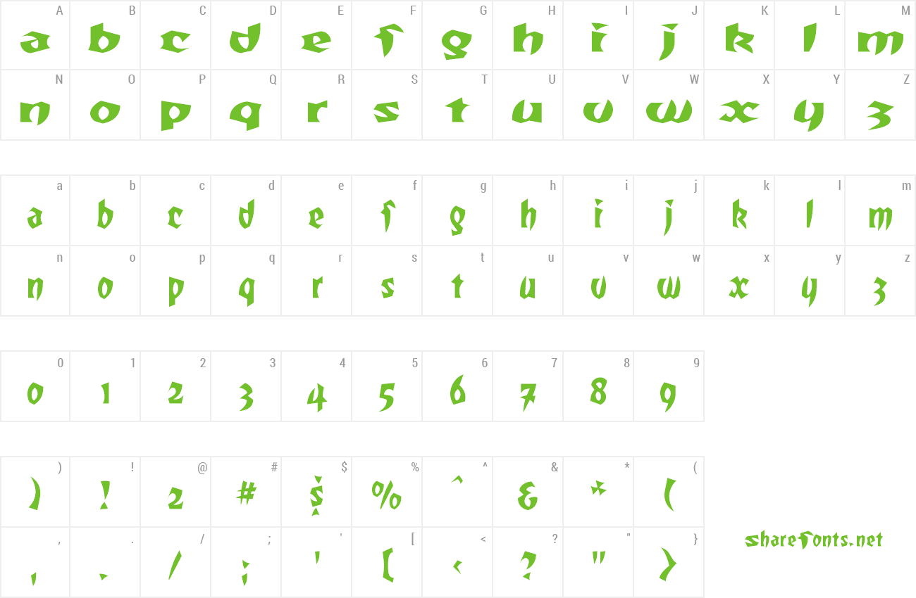 Font TotallyGothicWideCaps preview