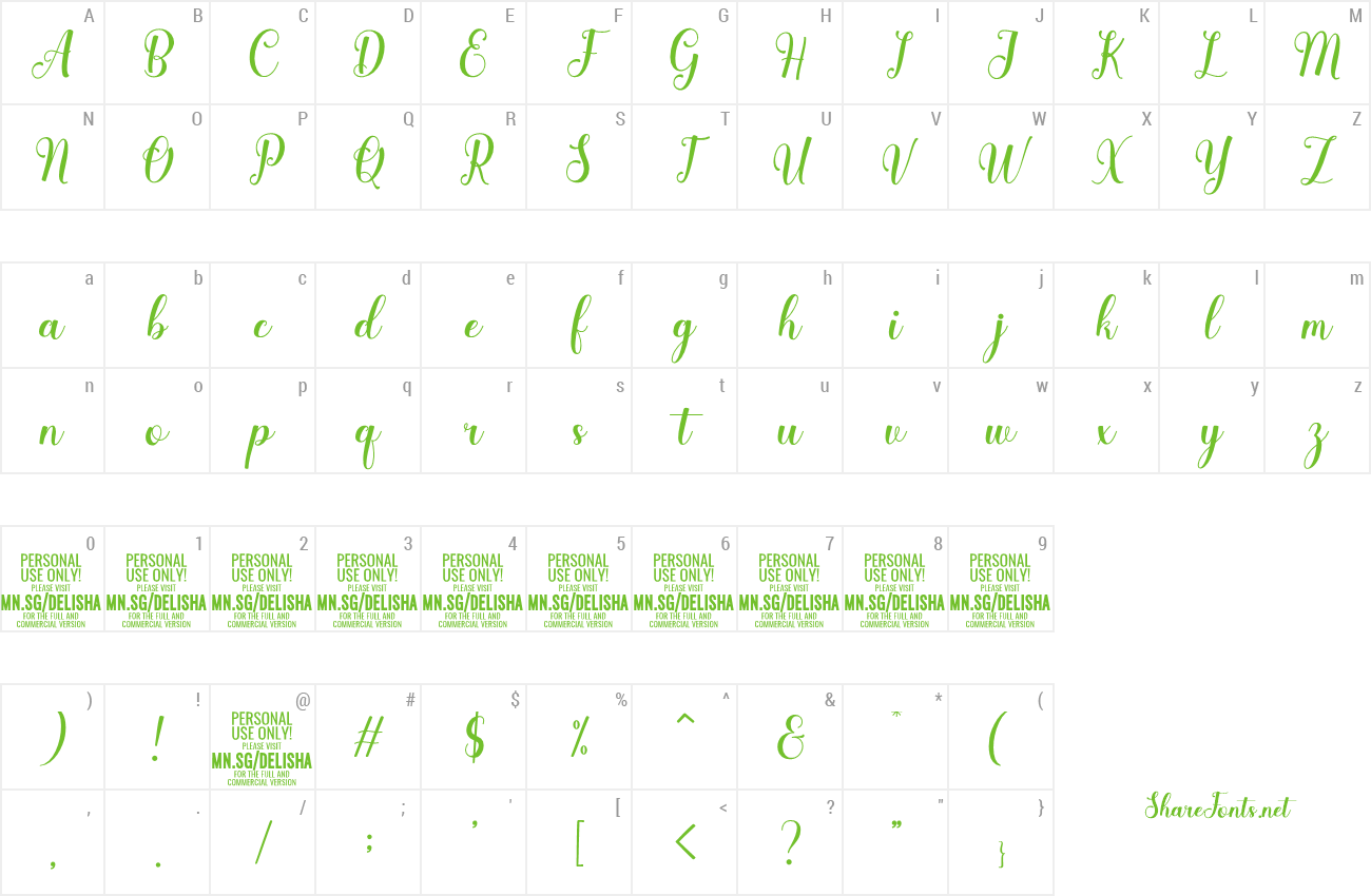 Font Delisha Vegan preview