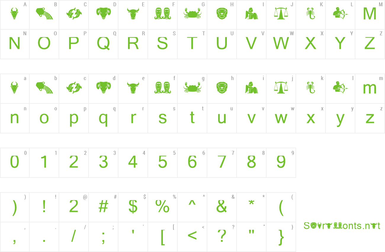 Font VN Zodiac preview