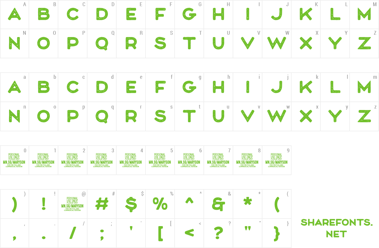 Font Maryson Print preview