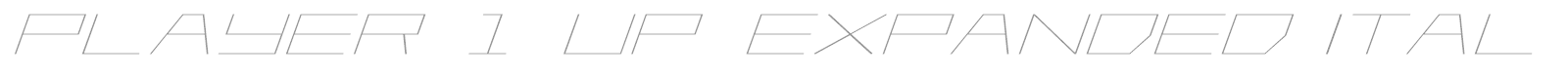 Player 1 Up Expanded Italic font preview
